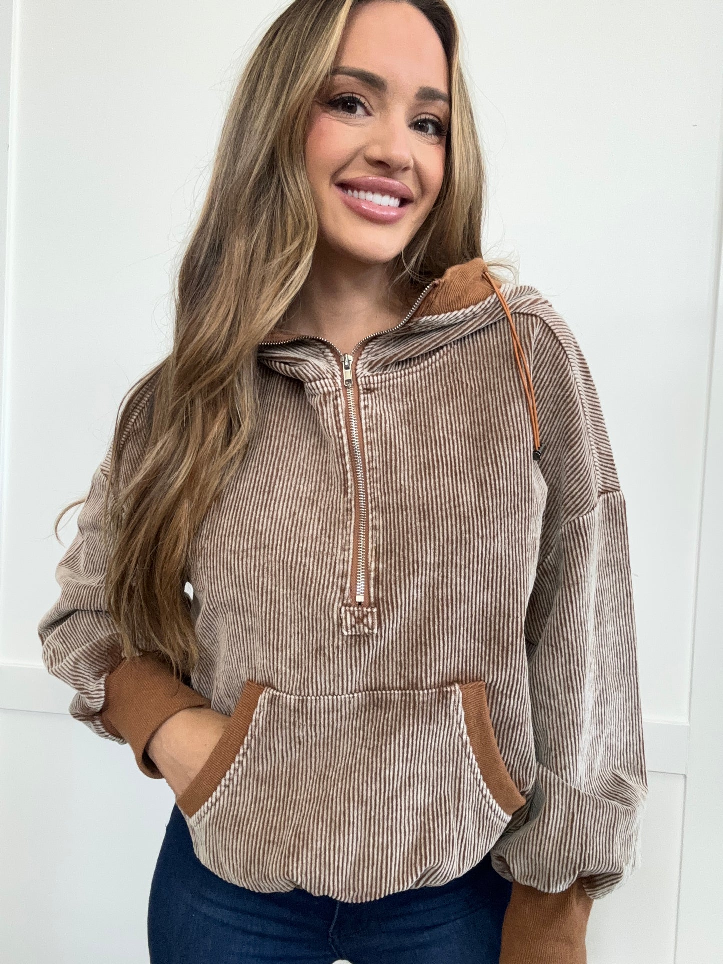 PREORDER: Chill Mode Drawstring Half Zip Long Sleeve Hoodie