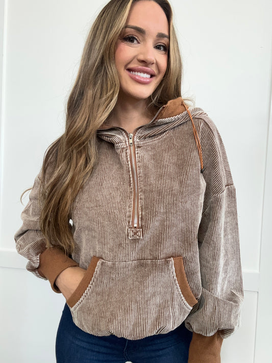 PREORDER: Chill Mode Drawstring Half Zip Long Sleeve Hoodie