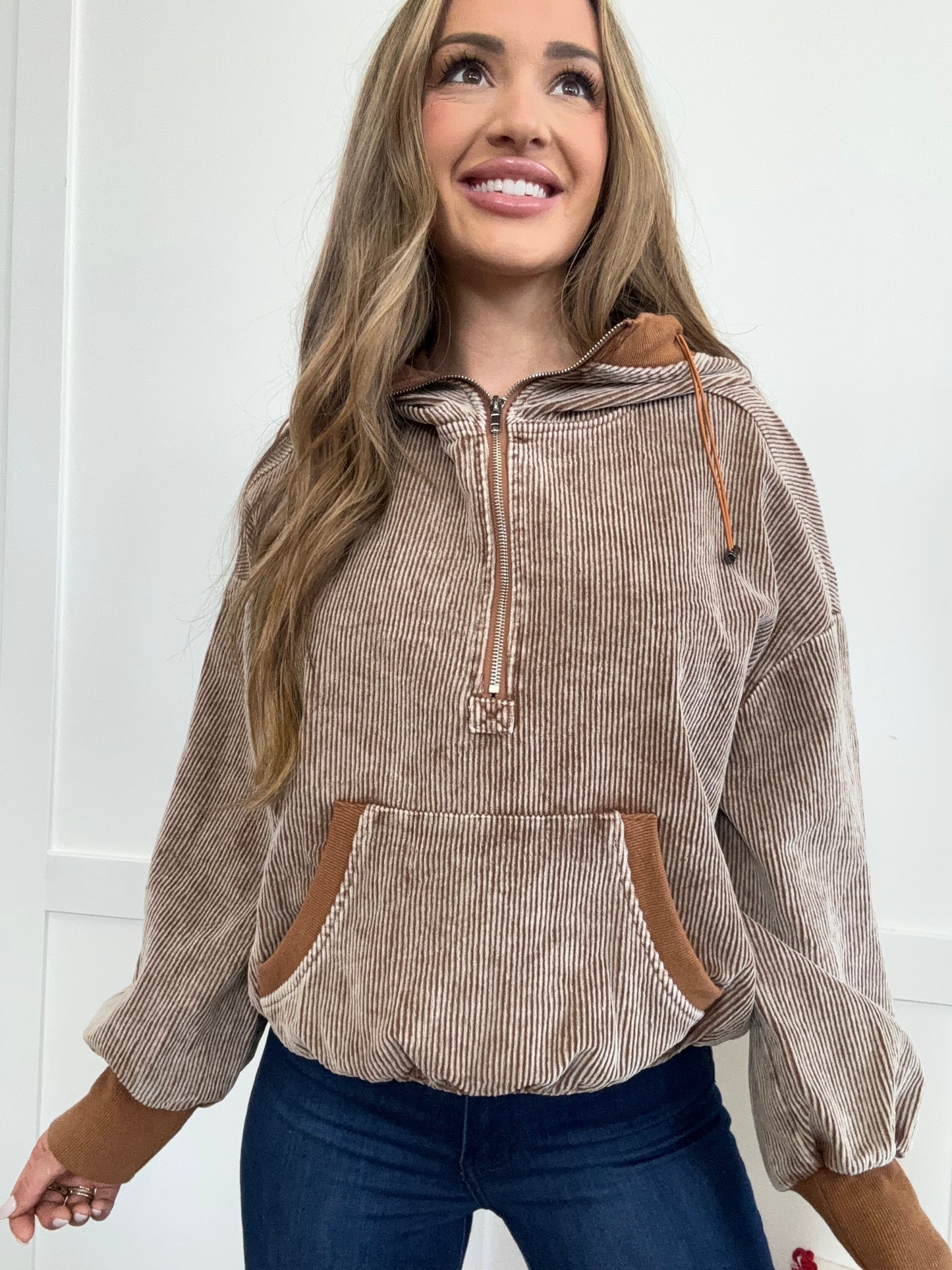 PREORDER: Chill Mode Drawstring Half Zip Long Sleeve Hoodie