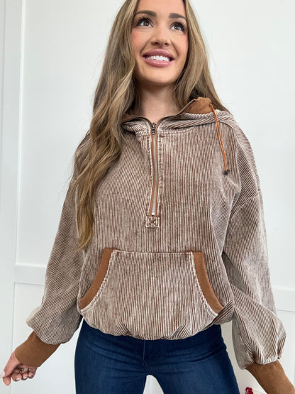 PREORDER: Chill Mode Drawstring Half Zip Long Sleeve Hoodie