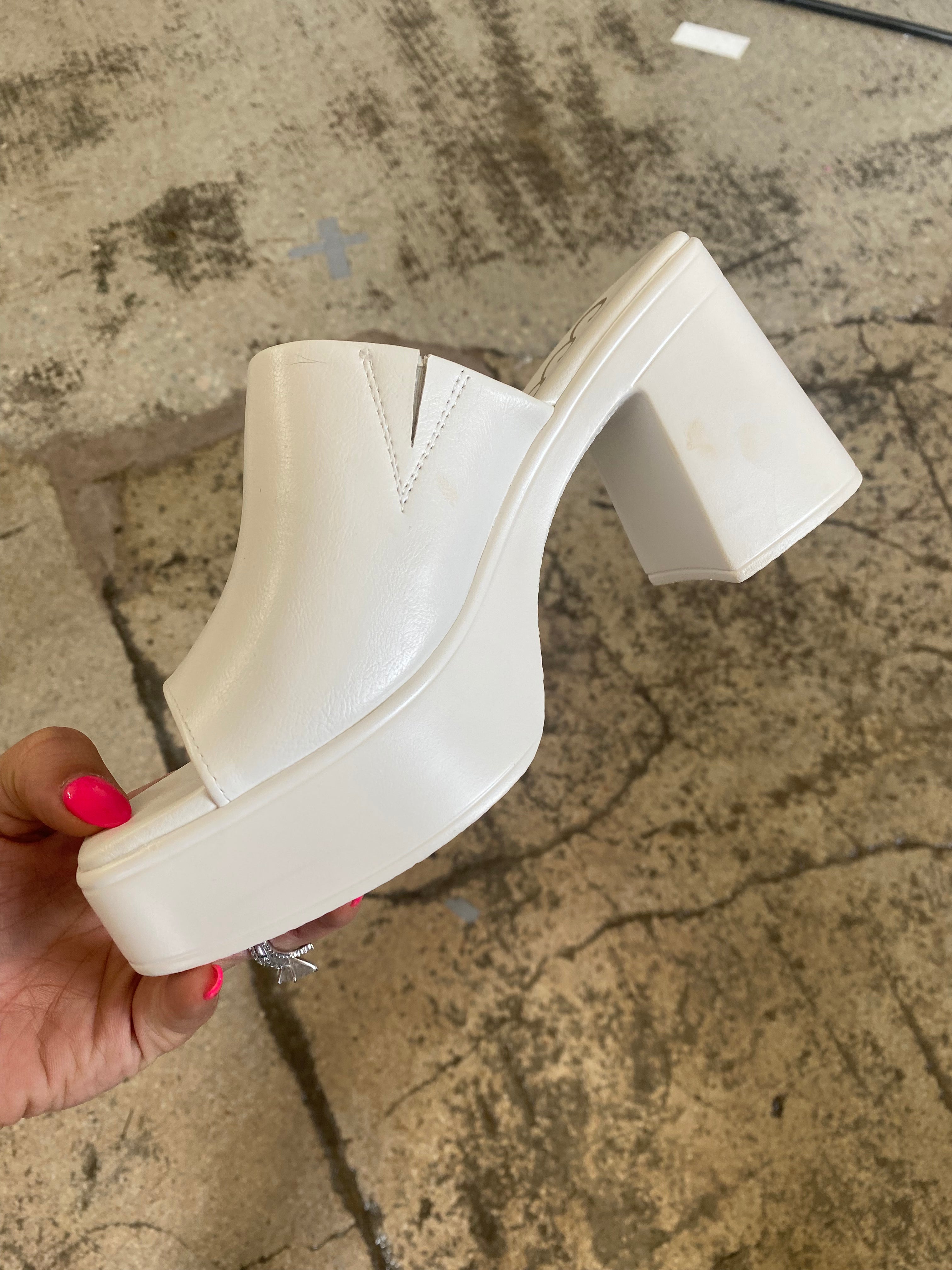 Monica Chunky Platform Heels- White