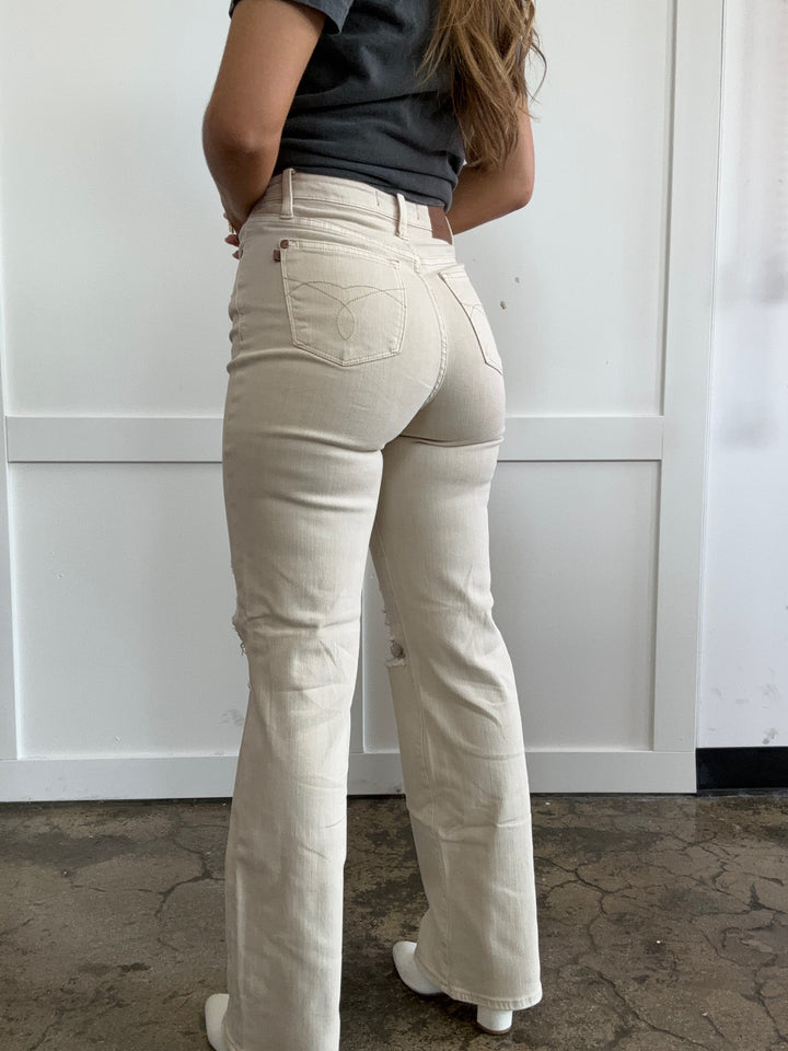 More To Come High Waist Distressed Wide Leg Jeans