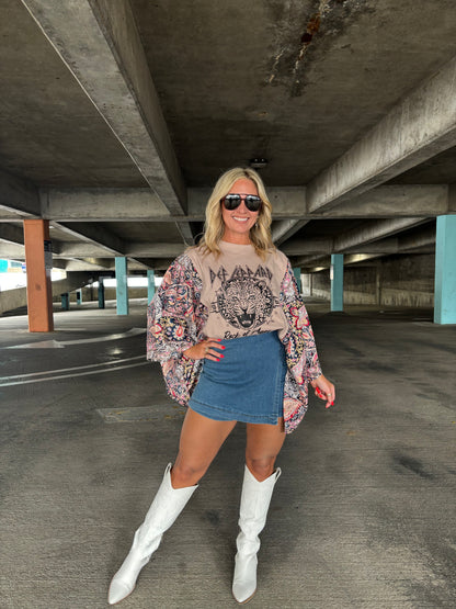 Heather Denim Mini Skort