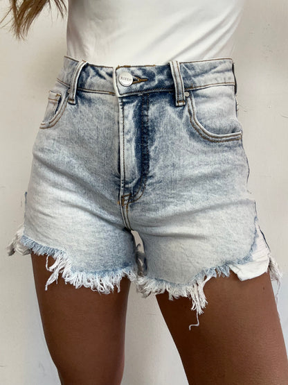 Jillian High Rise Distressed Shorts - Acid Light