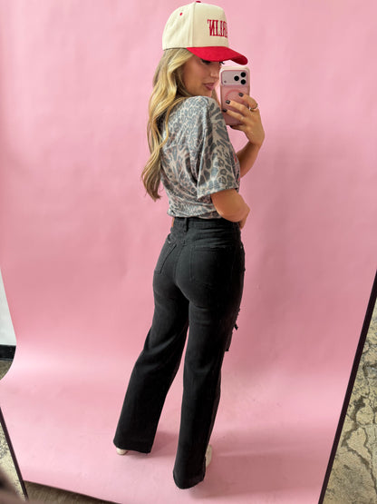 Outlaw Vintage Wide Leg Jeans - Black