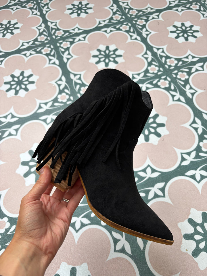 Prudence Suede Fringe Ankle Boots