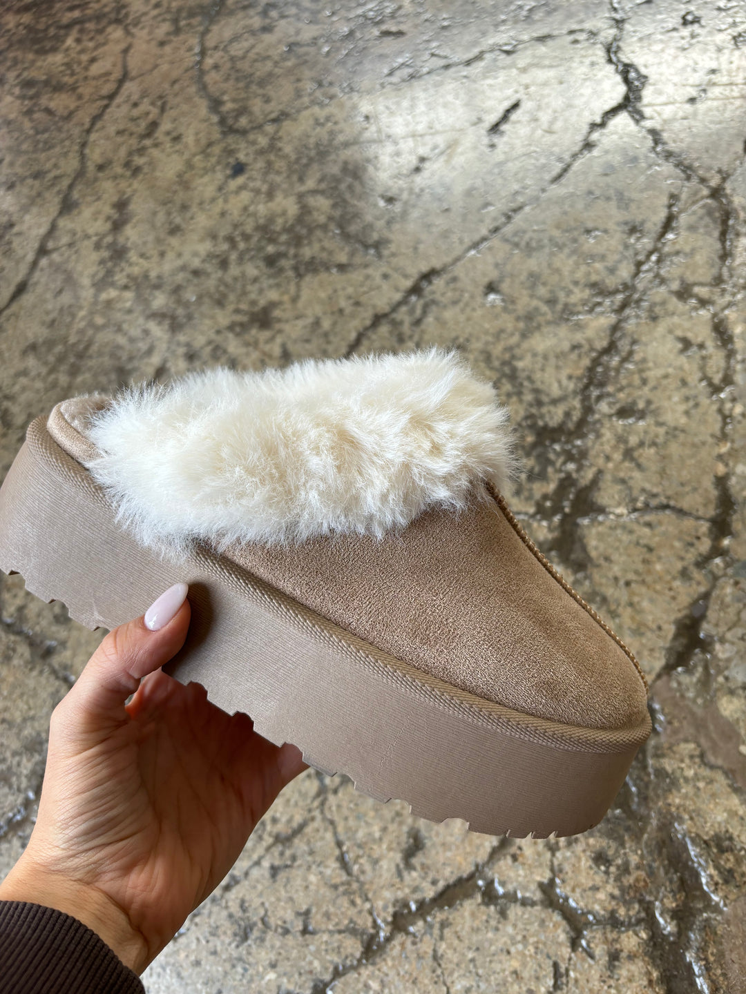 Arctic Charm Thick Bottom Fur Trim Snow Slippers