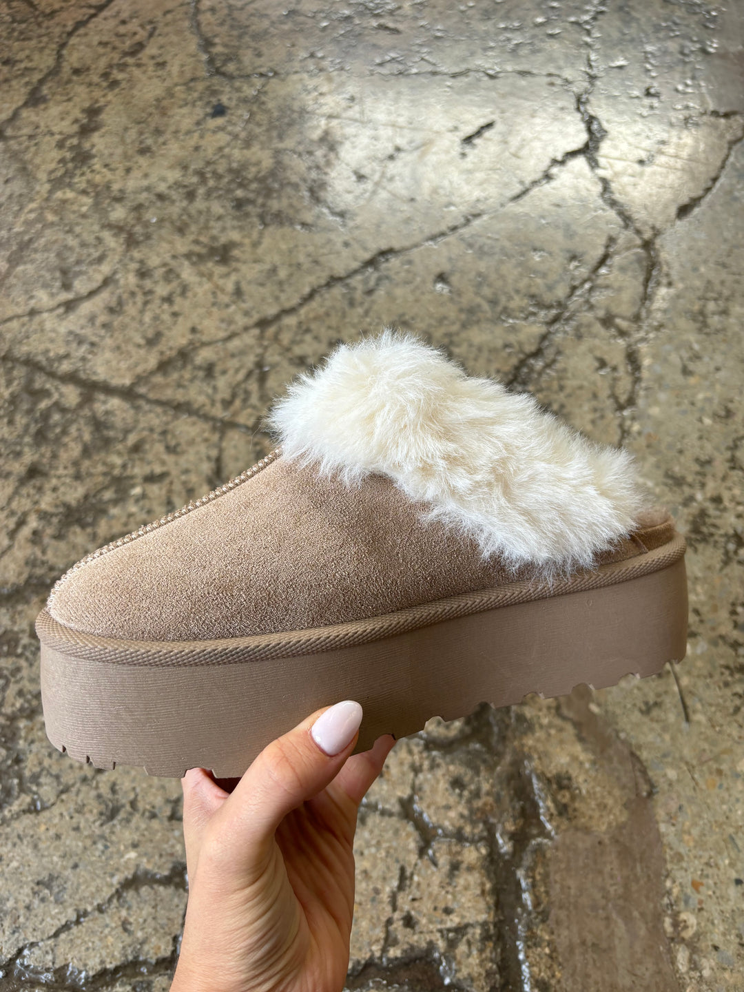 Arctic Charm Thick Bottom Fur Trim Snow Slippers