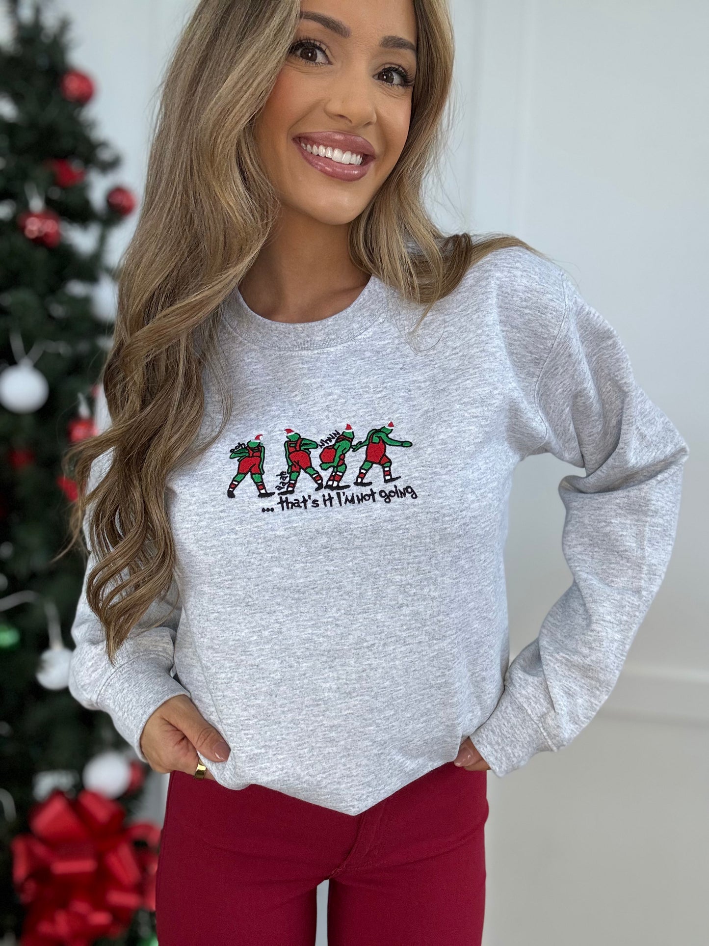 Shop Embroidered "That's It I'm Not Going" Christmas Crewneck online at Willow Boutique – best boutique for women’s fashion.
