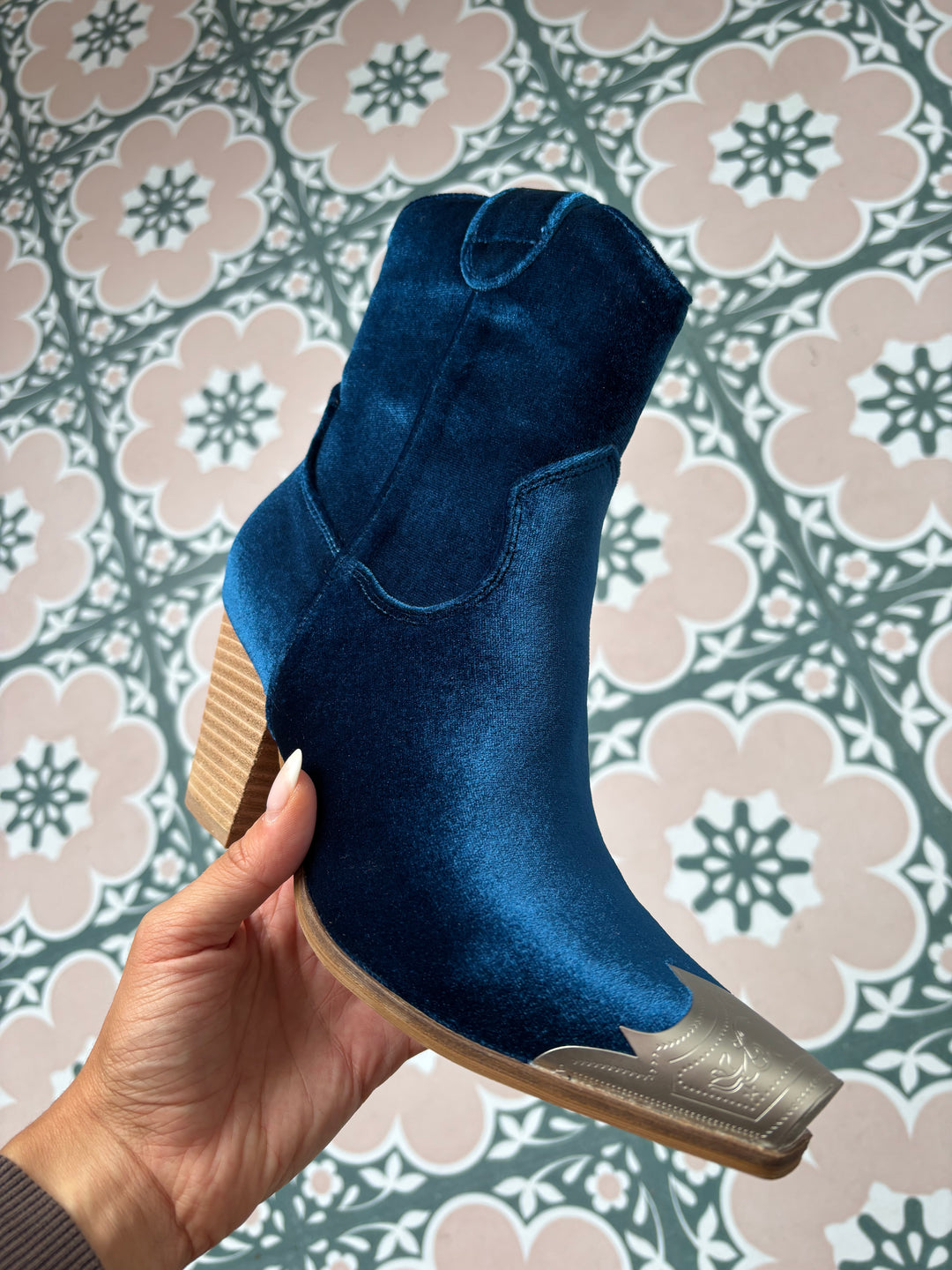 Wild One Velvet Block Heel Boots