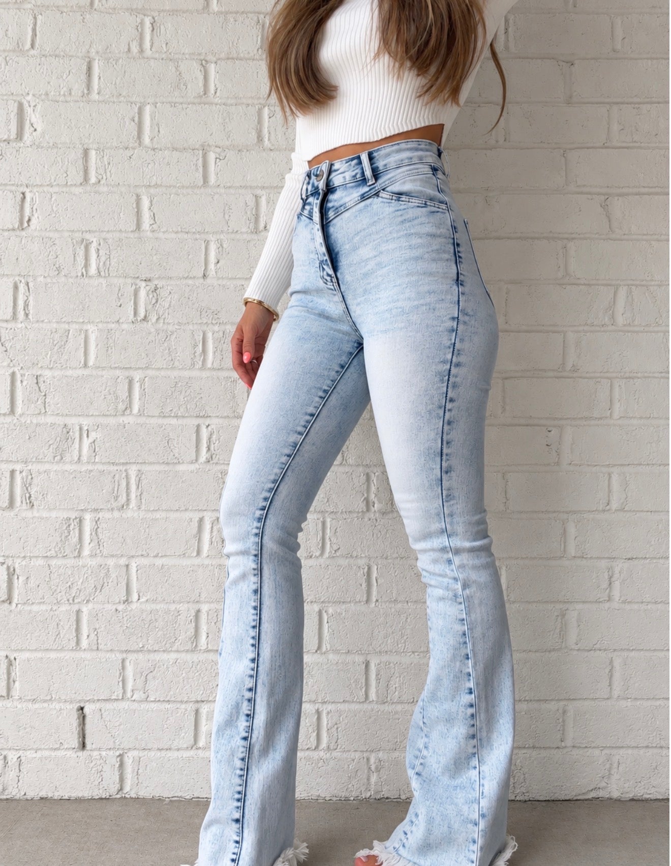 Keep Up Flare Stretchy Acid/Dark Wash Jeans