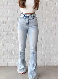 Keep Up Flare Stretchy Acid/Dark Wash Jeans