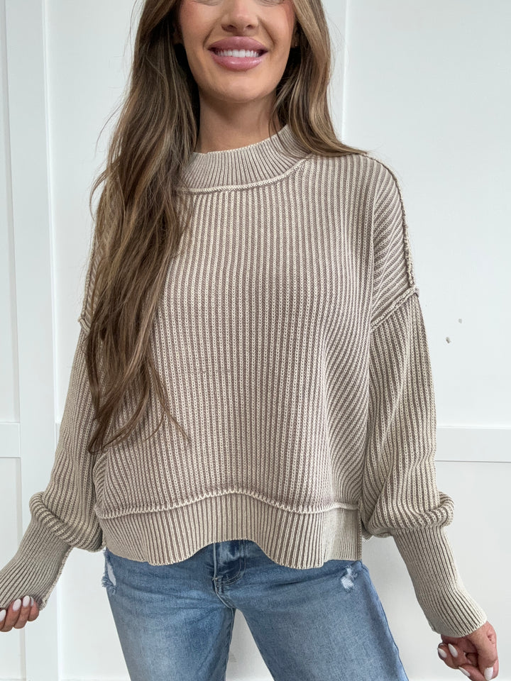 Pumpkin Spice Delight Round Neck Dropped Shoulder Sweater