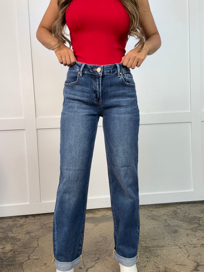 June Mid Rise Boyfriend Roll Up Jeans