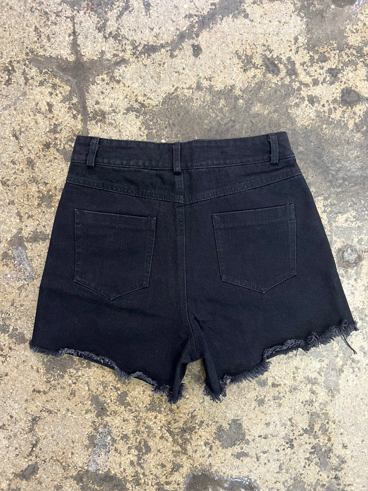 IMPERFECT: Stella Charcoal Rhinestone Denim Shorts