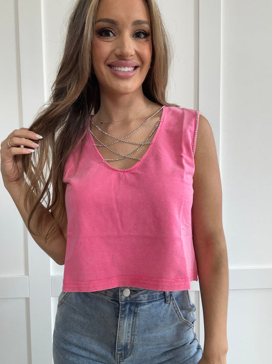 Mallory Mineral Washed Rhinestone Tank