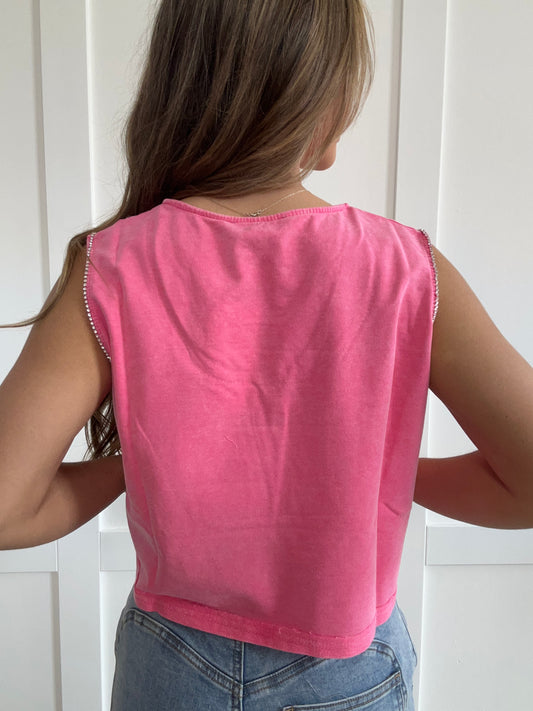 Mallory Mineral Washed Rhinestone Tank