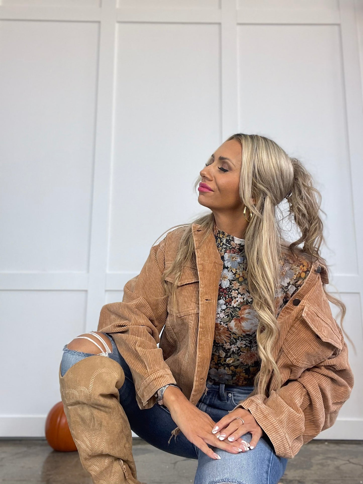 Rough Around The Edges Long Sleeve Ribbed Corduroy Jacket