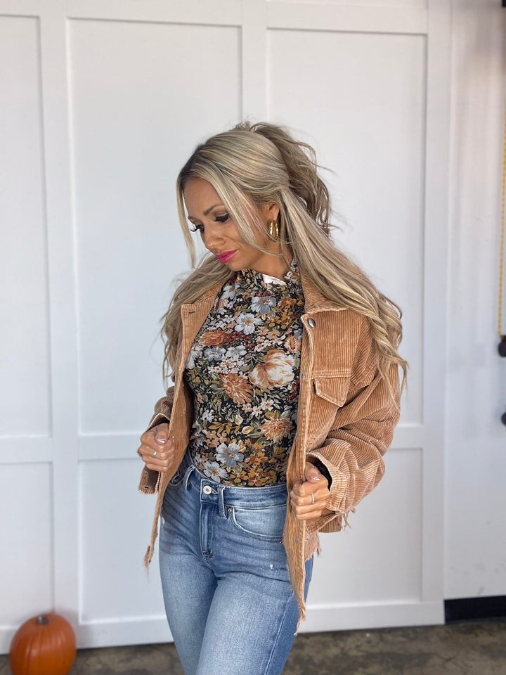 Rough Around The Edges Long Sleeve Ribbed Corduroy Jacket