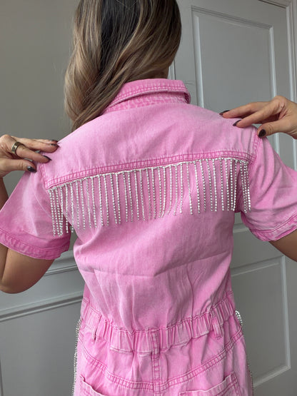 Midnight In Nashville Rhinestone Fringe Romper