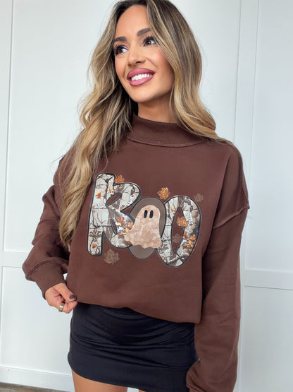 Tilly Boo Brown Reversible Oversized Mockneck Crew
