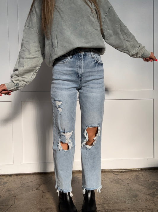 Shop Celebration 90's Super High Rise Distressed Dad Jeans online at Willow Boutique – best boutique for women’s fashion.