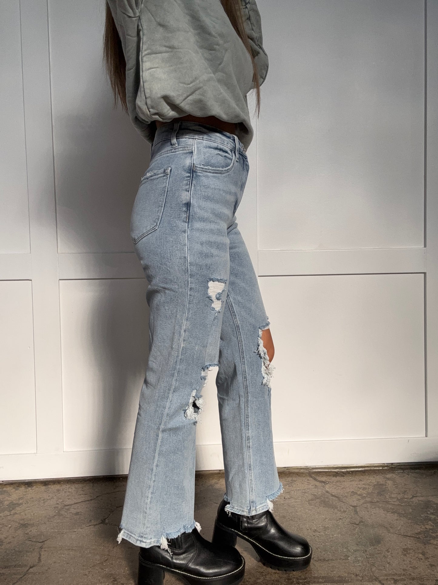Shop Celebration 90's Super High Rise Distressed Dad Jeans online at Willow Boutique – best boutique for women’s fashion.
