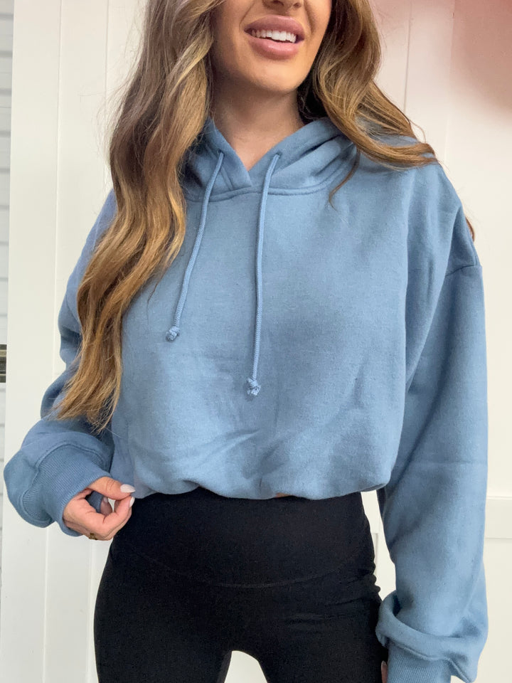 Pure Comfort Bubble Hem Cropped Hoodie