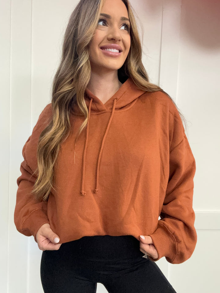 Pure Comfort Bubble Hem Cropped Hoodie