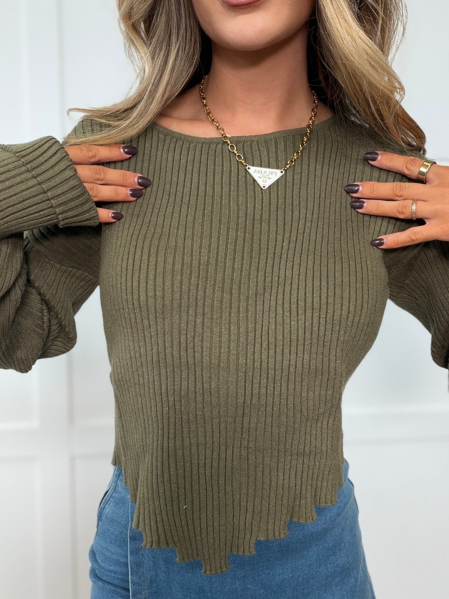 Mila Shaped Hem Cropped Sweater