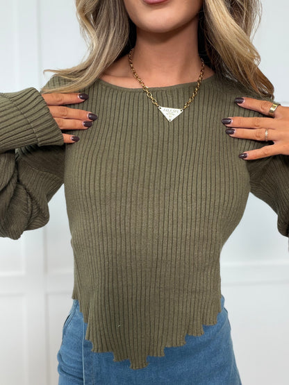 Mila Shaped Hem Cropped Sweater