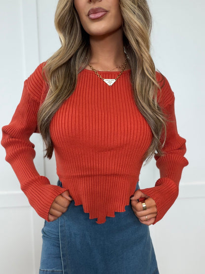 Mila Shaped Hem Cropped Sweater