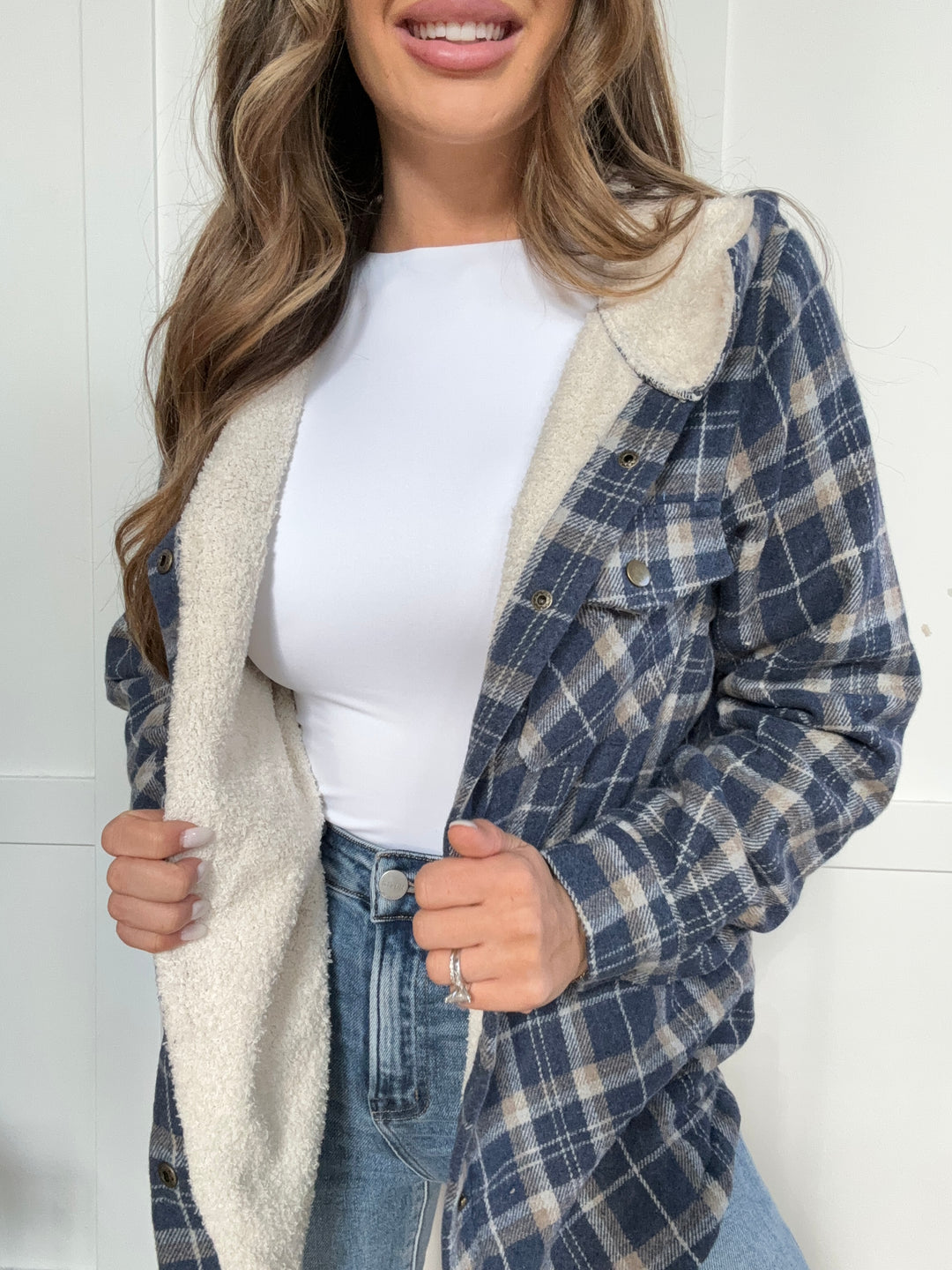 PREORDER: Cozy Goals Plaid Snap Down Hooded Jacket