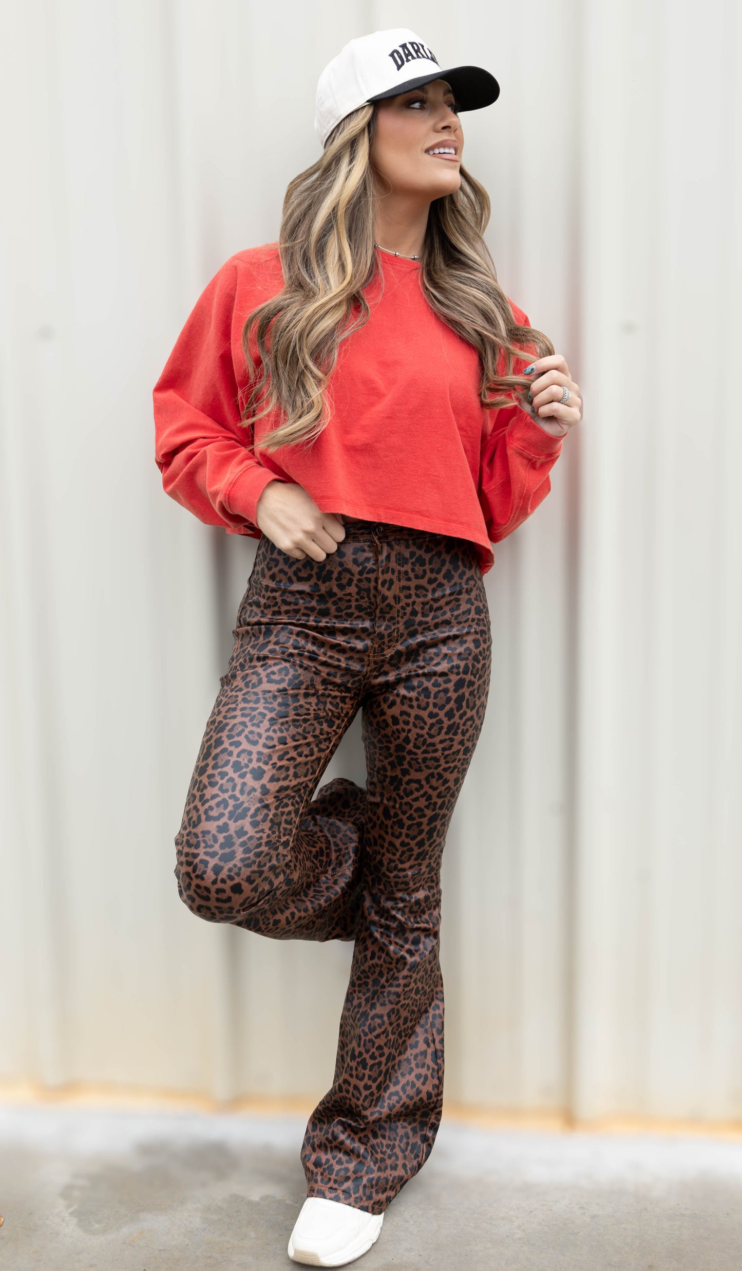 Fiona High Waisted Bell Bottom Flare Jeans - Brown Leopard
