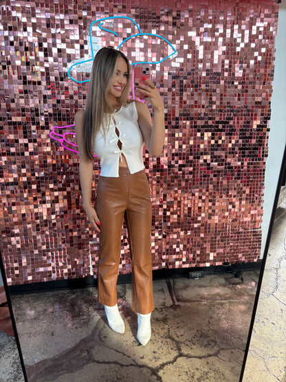 Shop Satin Bow Detail Sleeveless Sweater Top- Ivory online at Willow Boutique – best boutique for women’s fashion.