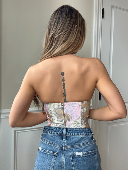 Mossy Sweetheart Halter Top - Pink Camo