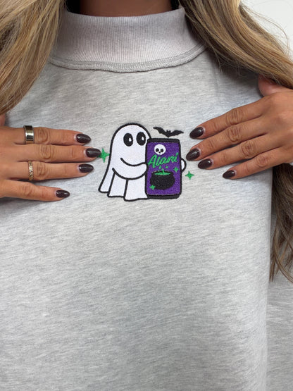 Witches Brew Embroidered Reversible Oversized Mockneck Crew