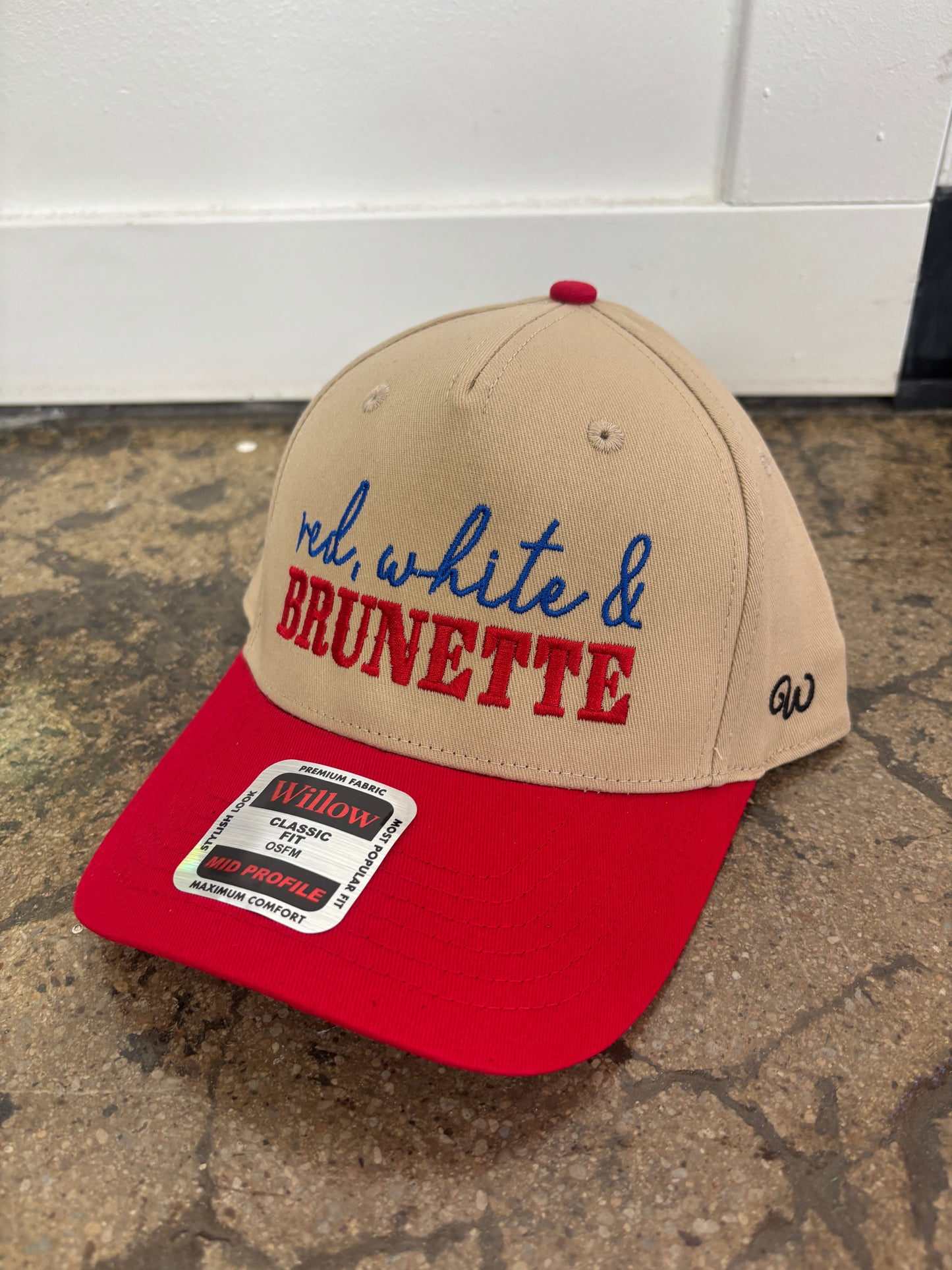Red White & Brunette Trucker Hat