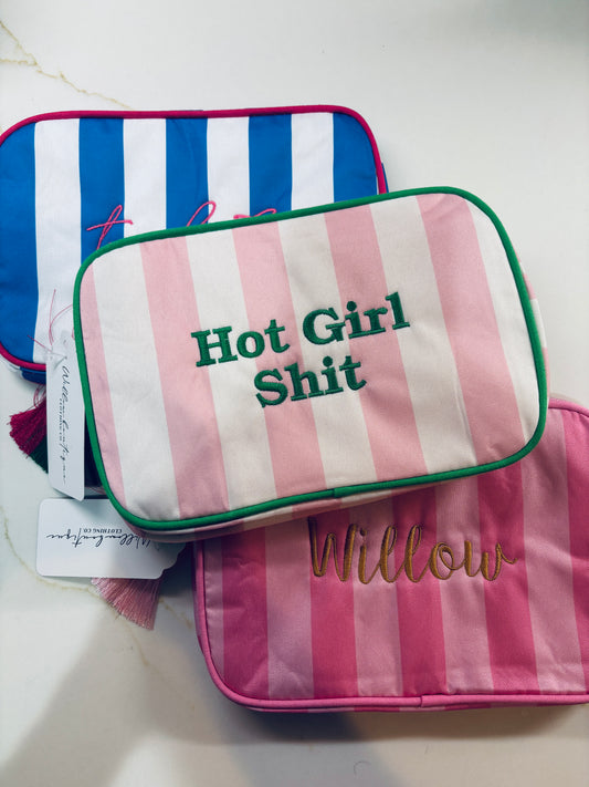 "HOT GIRL SH**" Embroidered Nylon Makeup Bag