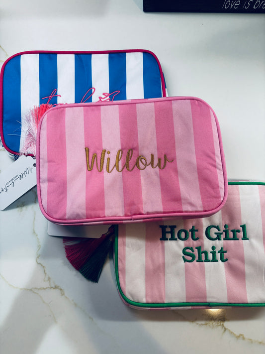 "Willow" Embroidered Nylon Makeup Bag