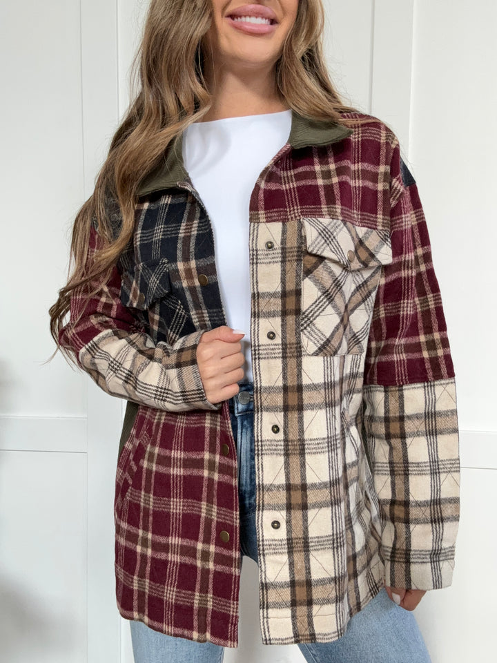 PREORDER: Scarecrow Chic Plaid Button Up Long Sleeve Jacket