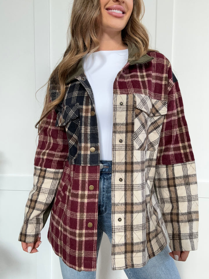 PREORDER: Scarecrow Chic Plaid Button Up Long Sleeve Jacket