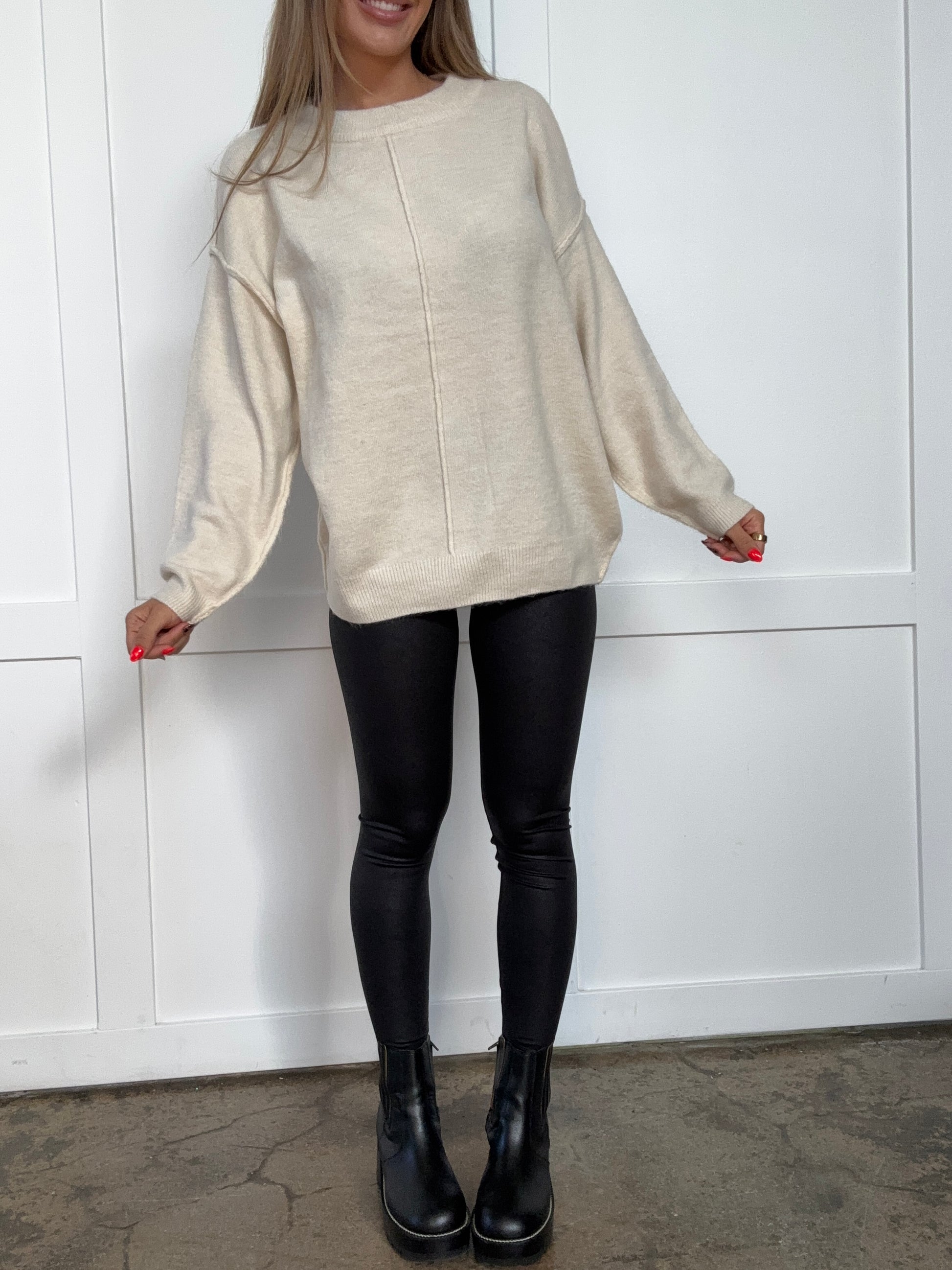 Shop Rae Mode Faux Leather Full Length Leggings online at Willow Boutique – best boutique for women’s fashion.