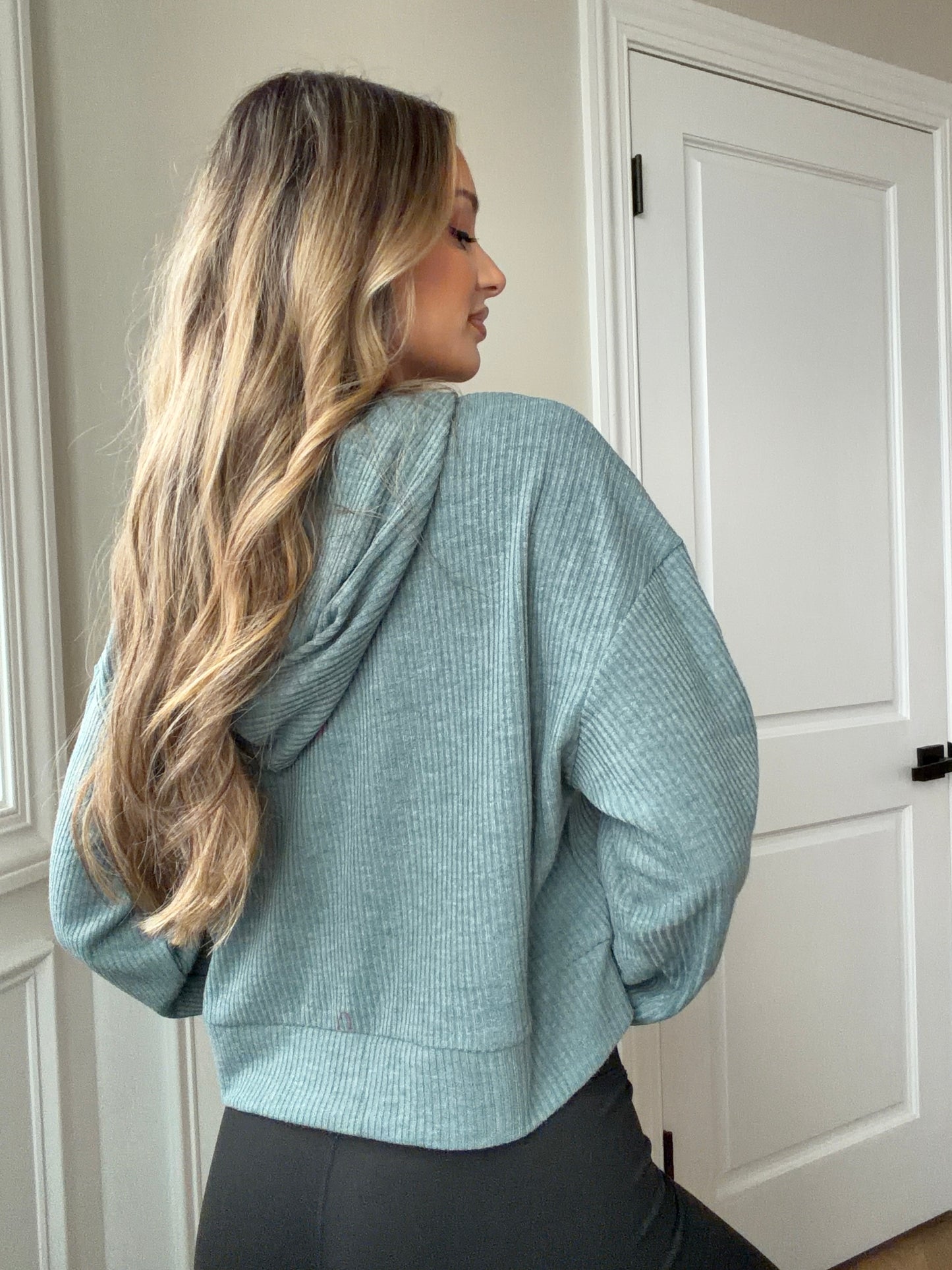 Piper Drop Shoulder Ribbed Cropped Hoodie