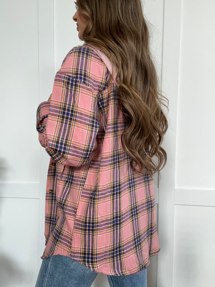 PREORDER: Mandy Plaid Long Sleeve Hooded Jacket