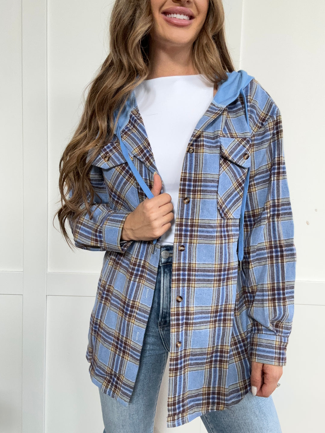 PREORDER: Mandy Plaid Long Sleeve Hooded Jacket