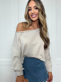 Isla Boat Neck Cropped Sweatshirt