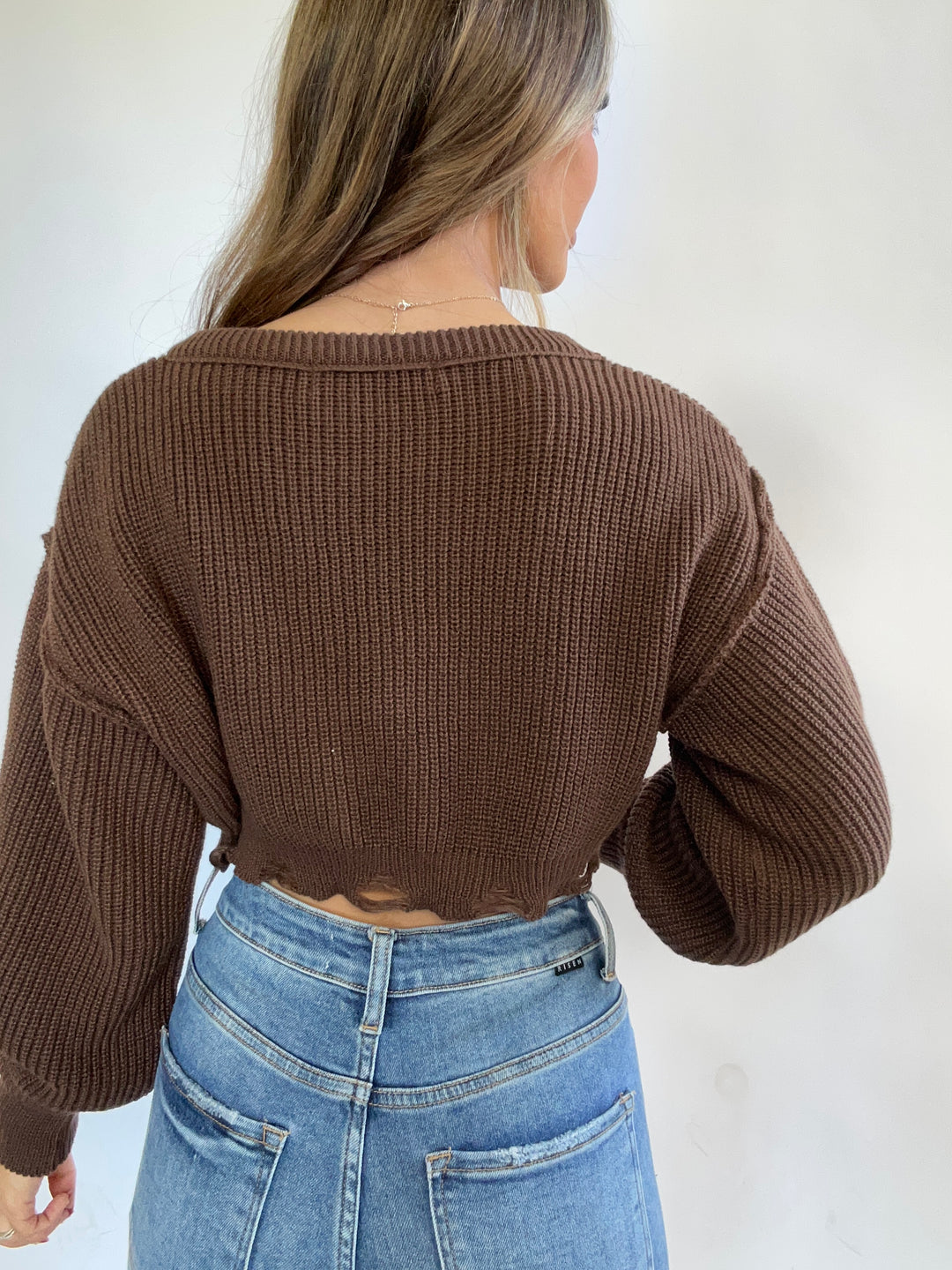 Hannah Distressed Cropped Sweater