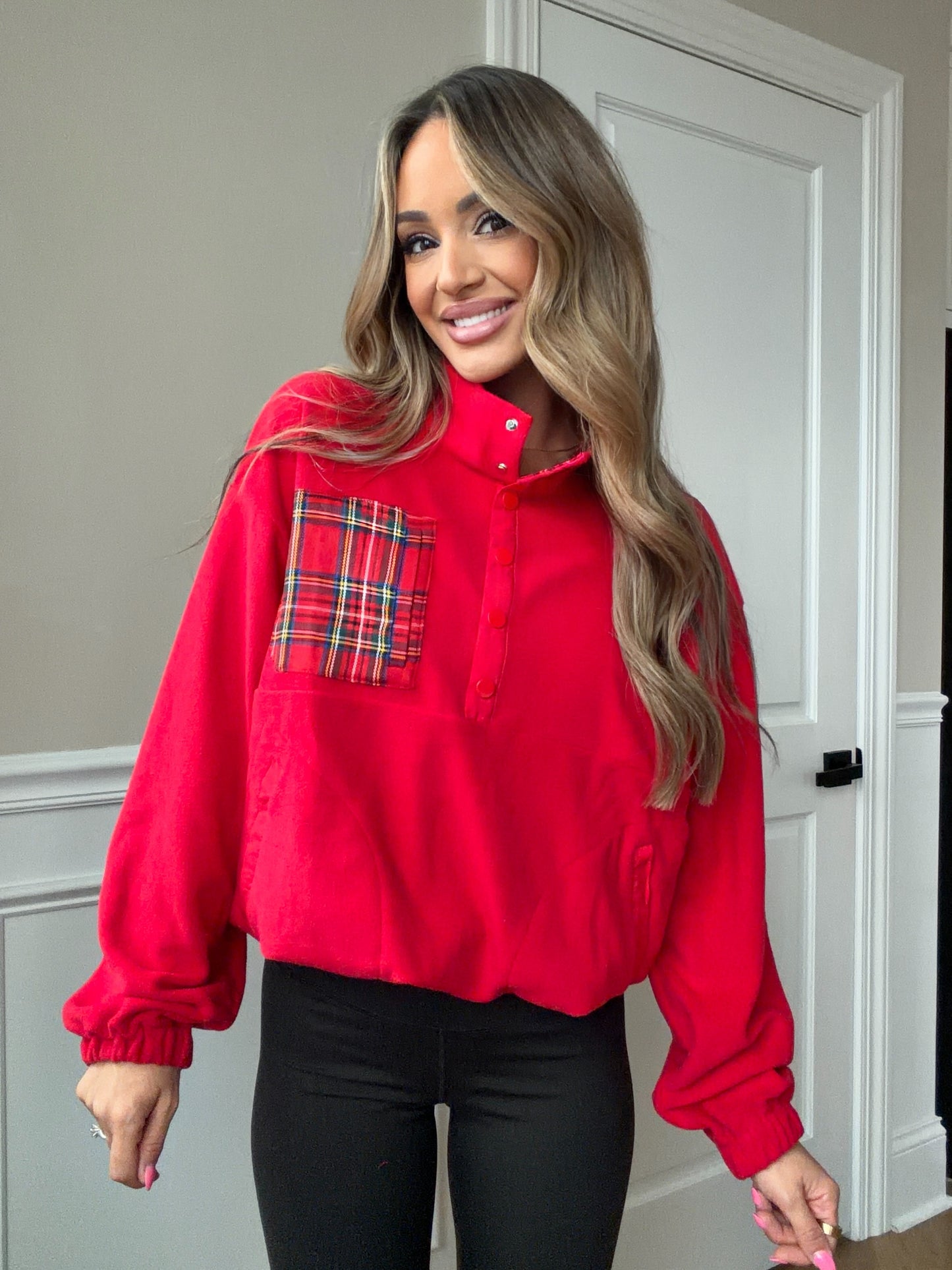 Silent Night Fleece Button Up Top