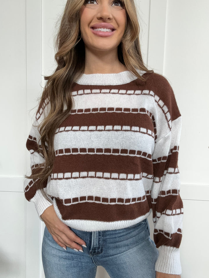 PREORDER: Hazel Hues Striped Round Neck Long Sleeve Sweater